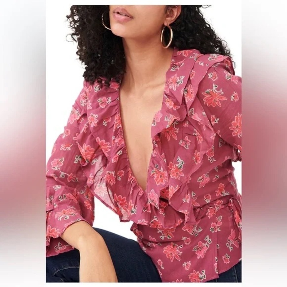 NWT Free People Amanda Floral Top in Sultry Combo